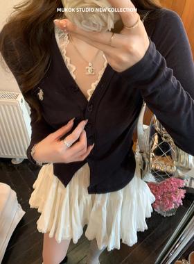 棉感氧气衫~春季长袖亲肤T恤纯色简约单排扣针织开衫上衣