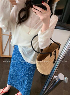 法式浪漫碎花半身裙罩衫出片套装