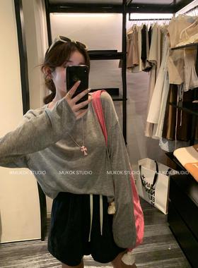 初春~薄款亚麻微透长袖针织衫防晒慵懒风宽松套头上衣罩衫