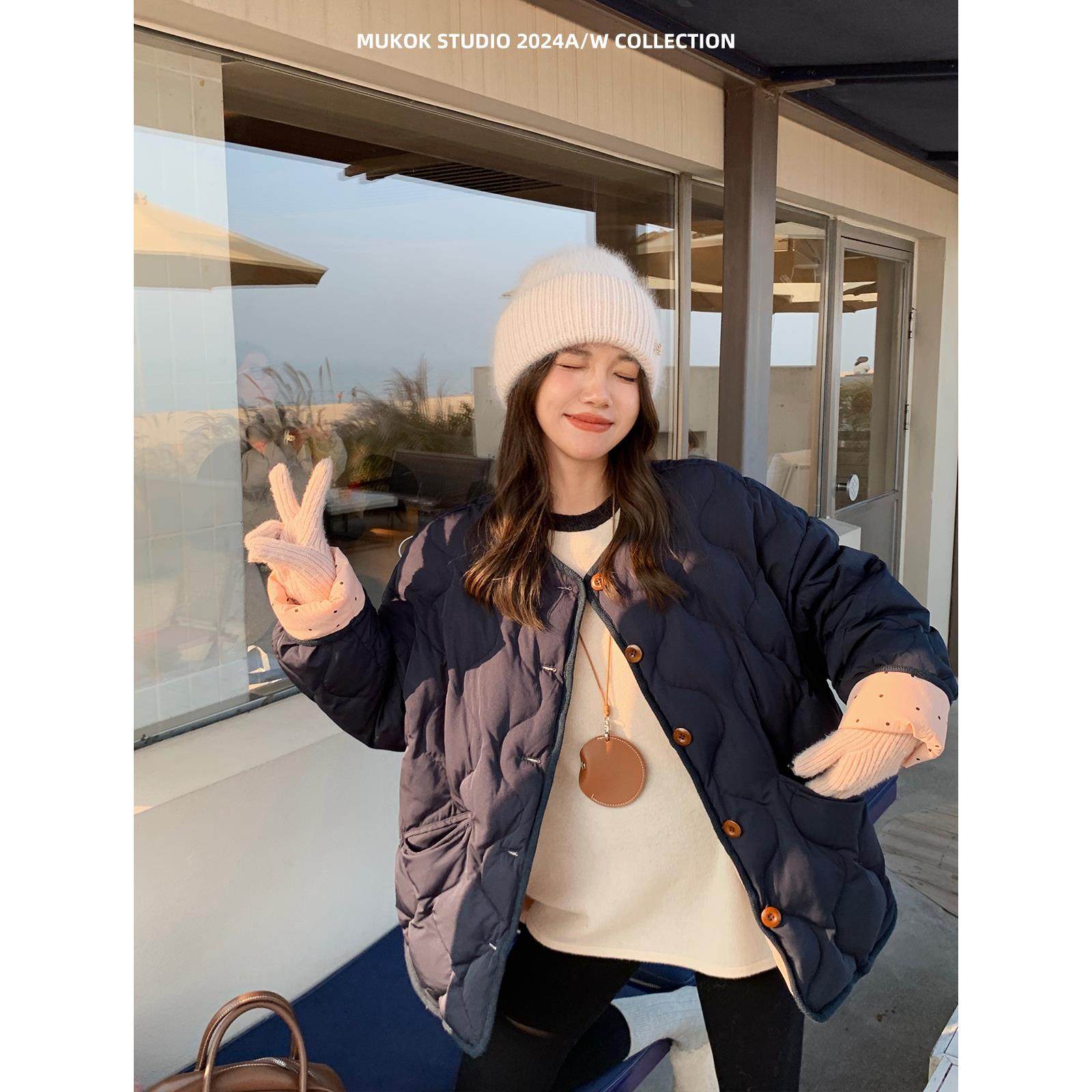 超好看年轻款羽绒服菱格双面穿轻薄白鸭绒羽绒服小个子加厚短外套