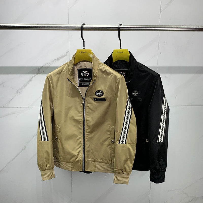 2026春季新款男士时尚潮流刺绣立领夹克休闲百搭帅气薄款修身外套