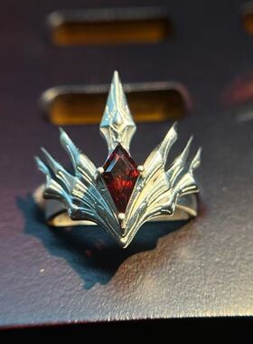 26宣宁永恩冠军t1开口戒指小众设计男王冠个性永恩戒指黑色可调节