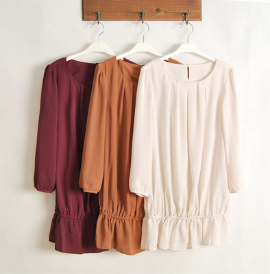 2025女装 夏季新款 优雅气质百搭女士长袖雪纺连衣裙 清仓