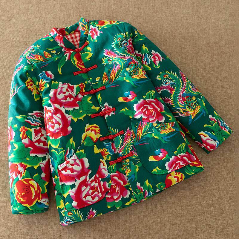 女士东北花棉袄布 女加厚保棉暖大短款花棉服akr外穿加厚衣冬季