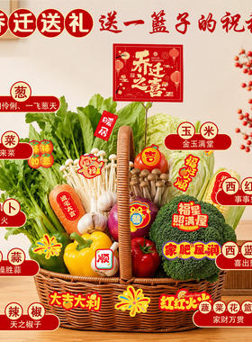 乔迁之喜装饰新居蔬菜创意贴纸花篮摆件搬家入宅仪式用品全套礼物