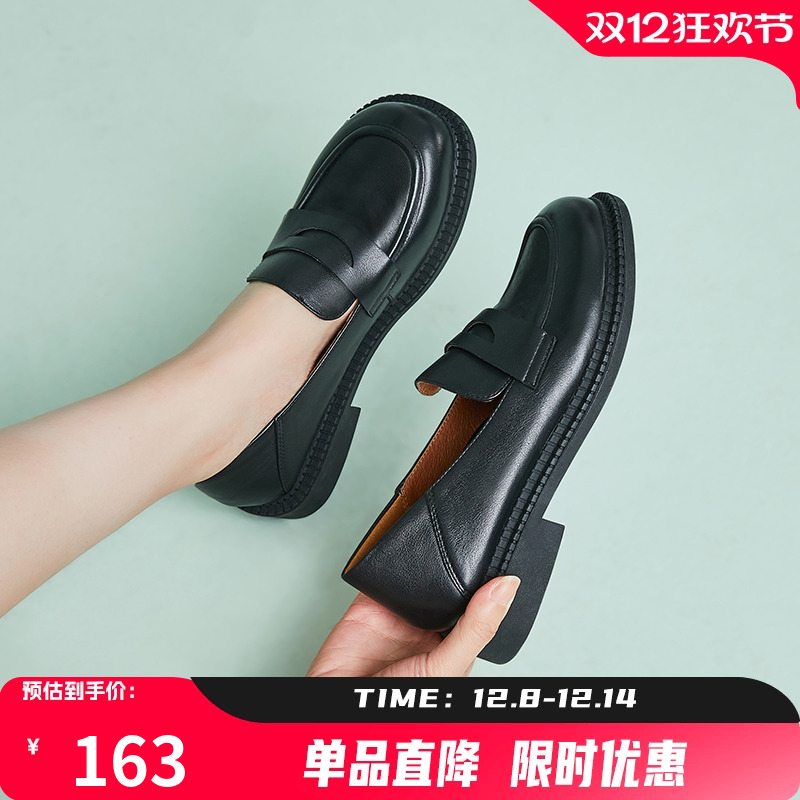 单鞋康奈头层牛皮鞋女百搭套脚