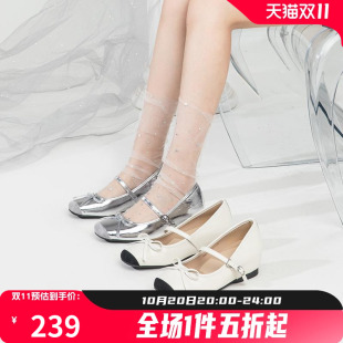 法式 真皮新款 玛丽珍鞋 女鞋 康奈女鞋 子一字扣平跟浅口单鞋 2025秋季