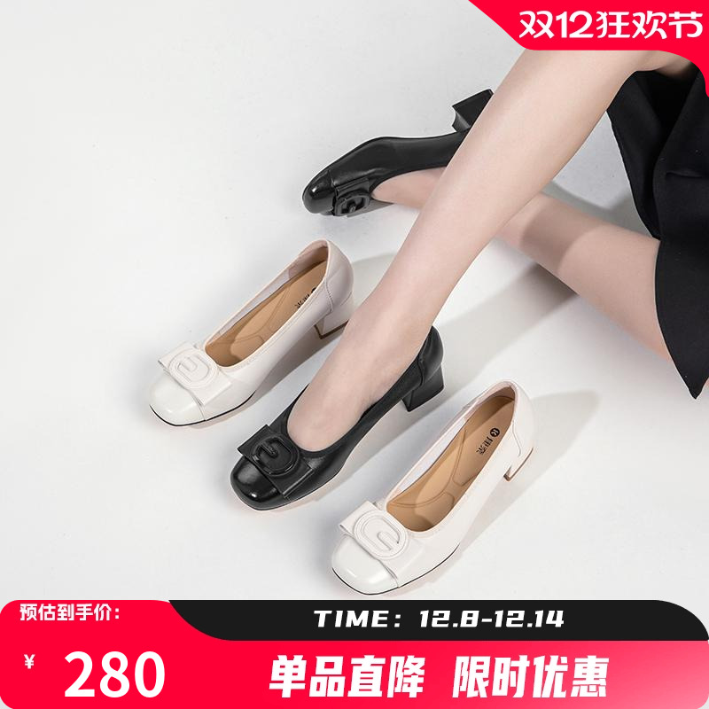 粗跟女鞋康奈2025春季新款百搭