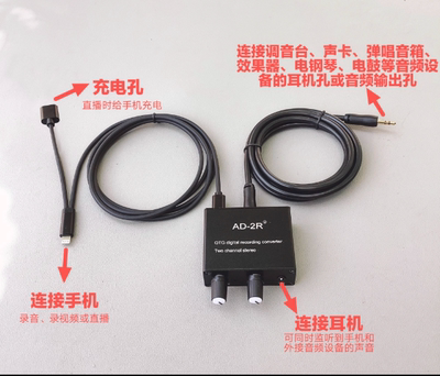 罗兰EX音箱AD2R立体声OTG转换器手机乐器电子琴内录直播声卡一号