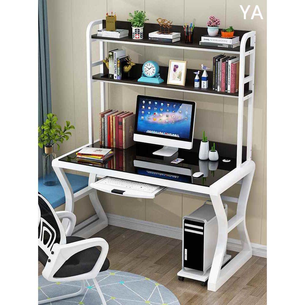 简易电脑台式桌写字桌家用卧室书桌书架组合一体桌简约学生学新款