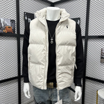 秋冬新款男士立领羽绒刺绣战马甲时尚百搭保暖背心外套简约休闲潮