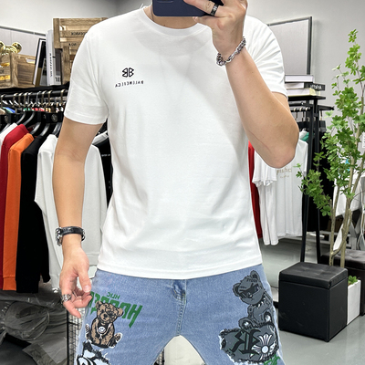 短袖修身男士丝光棉T恤百搭潮ins