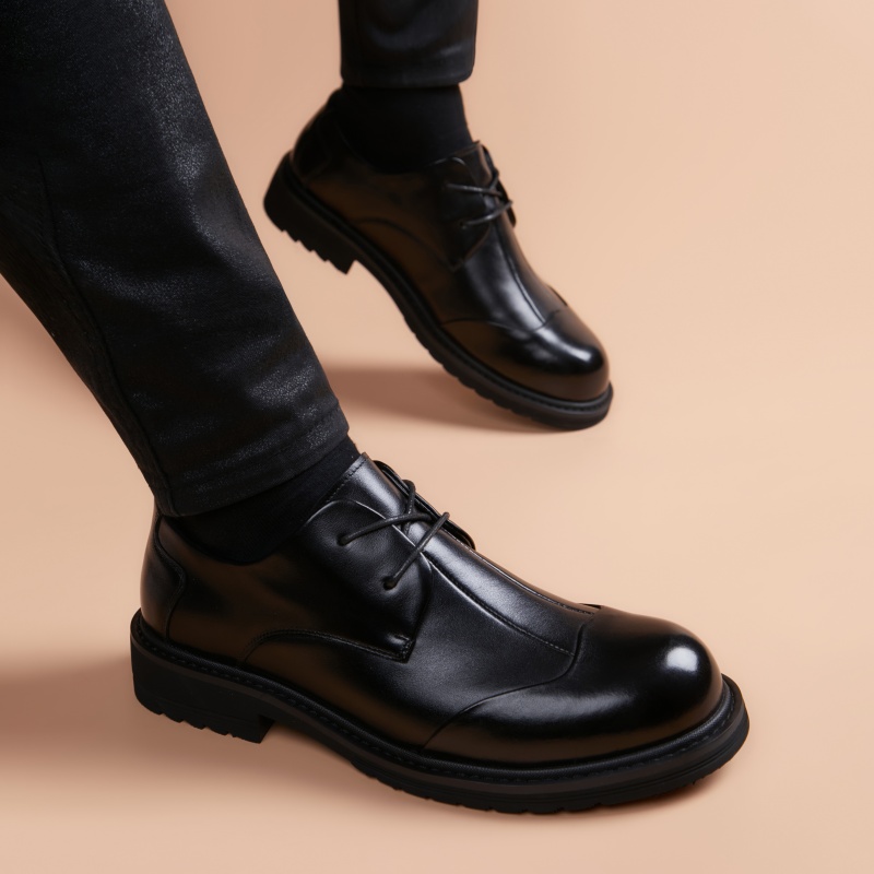 真皮商务休闲皮鞋男士百搭德比鞋