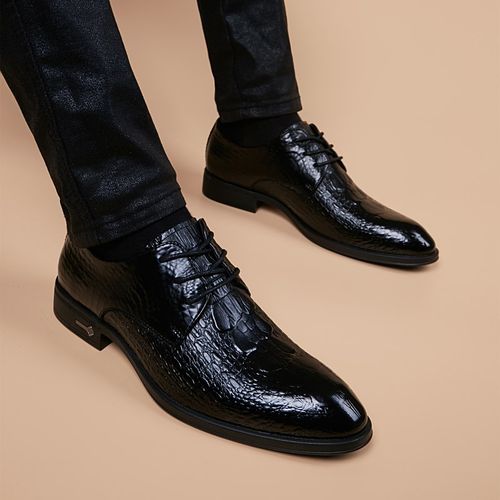 冬季皮鞋男韩版英伦潮流鞋子男士尖头内增高休闲加绒商务正装皮鞋