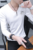 长袖V领t恤男士上衣服男潮流修身纯棉秋衣打底衫体恤T77-特，男装T恤，电商C305A