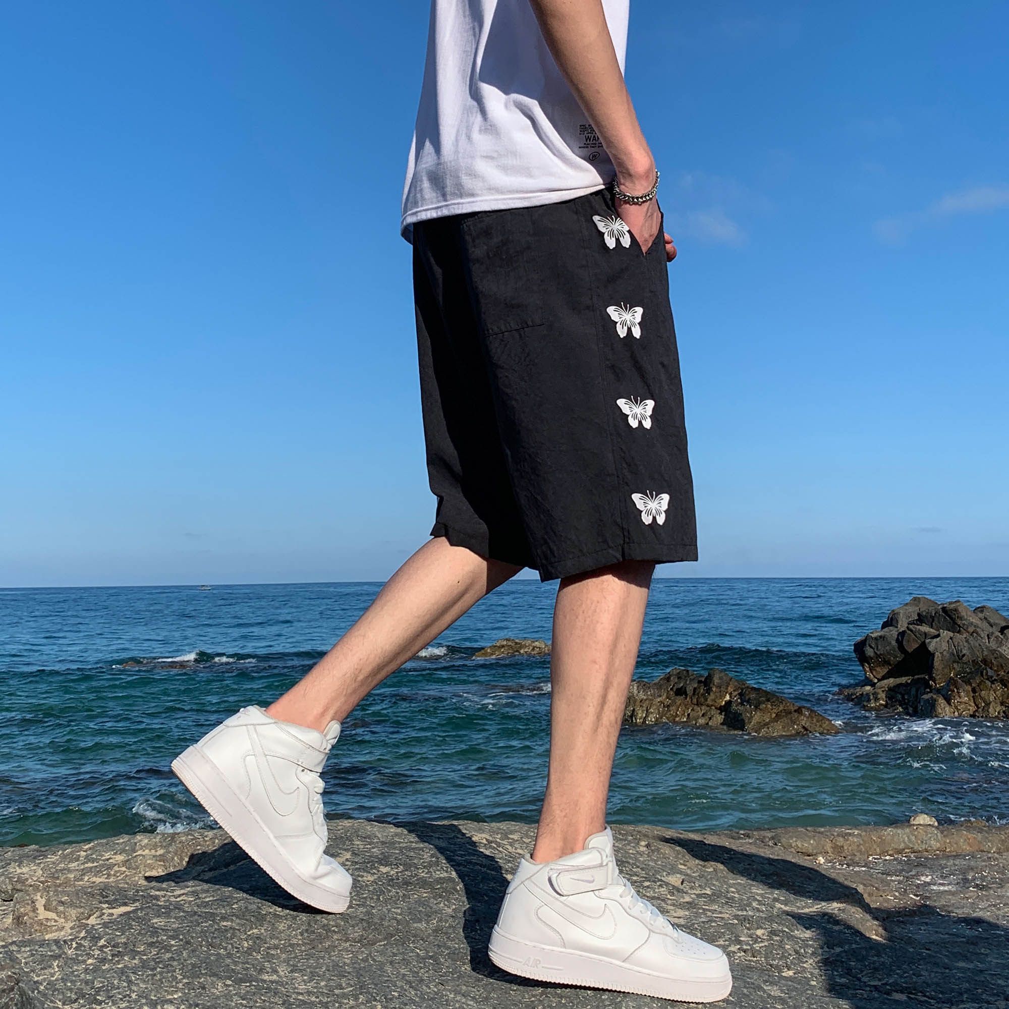 2021夏季新款運動休閒短褲男韓版寬鬆潮牌五分沙灘褲褲男