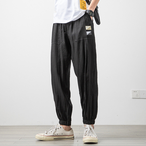 春夏潮牌百搭工装束脚九分中裤坠感哈伦冰丝休闲裤男j图片