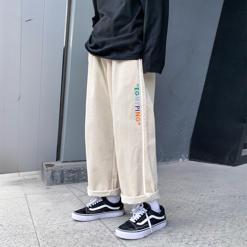 Spring corduroy casual pants Korean Trend loose wide leg straight pants