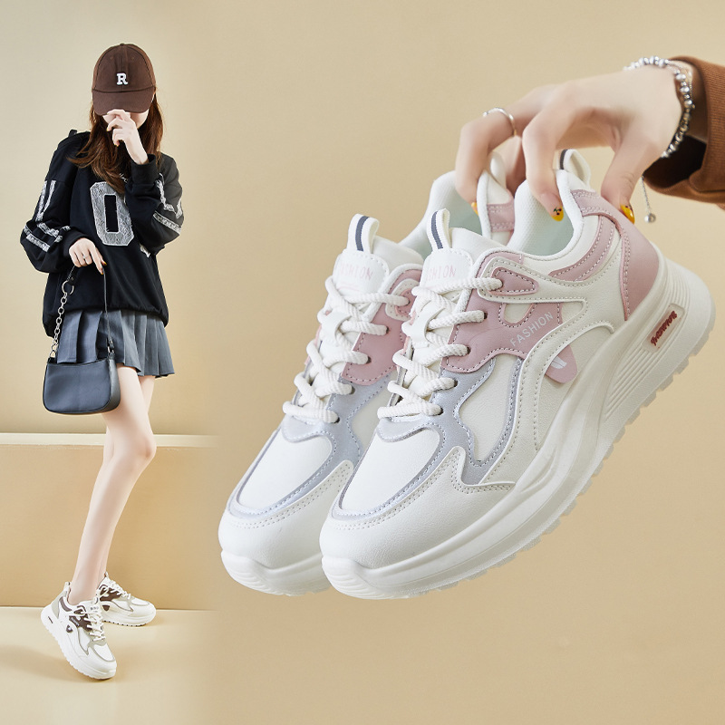 ins韩版新款老爹鞋女2025春季学生跑步运动厚底增高休闲鞋Q103-1