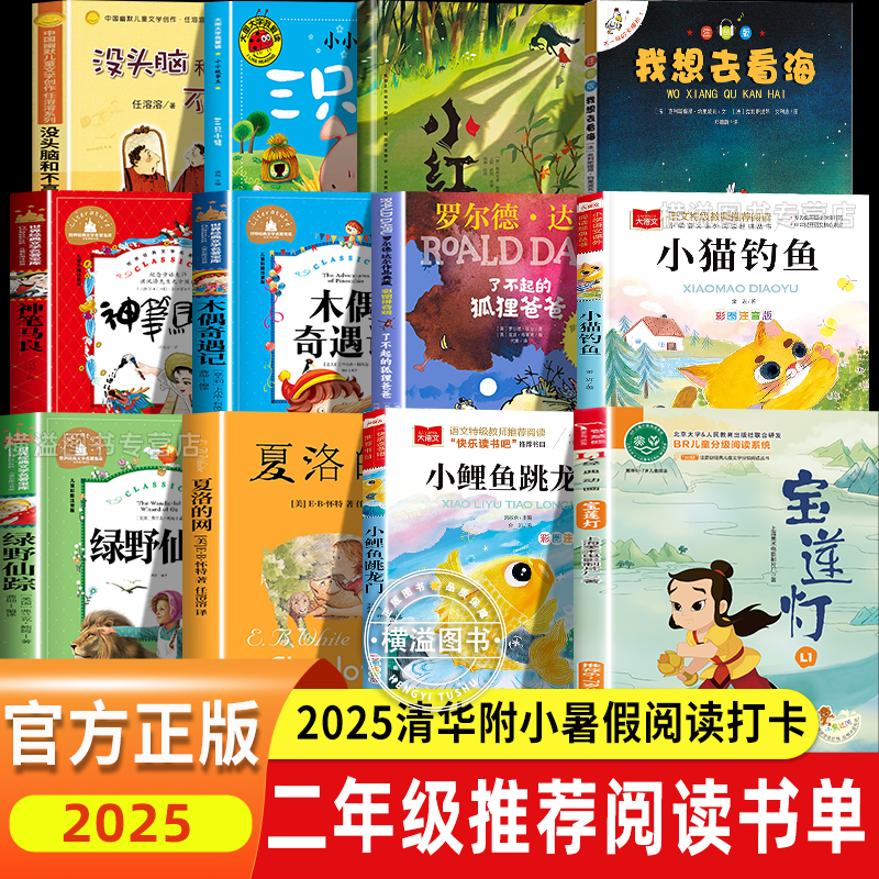 2025清华附小二年级推荐阅读书单宝莲灯不一样的卡梅拉我想去看海木偶奇遇记了不起的狐狸爸爸小红帽小猫钓鱼夏洛的网小鲤鱼跳龙门