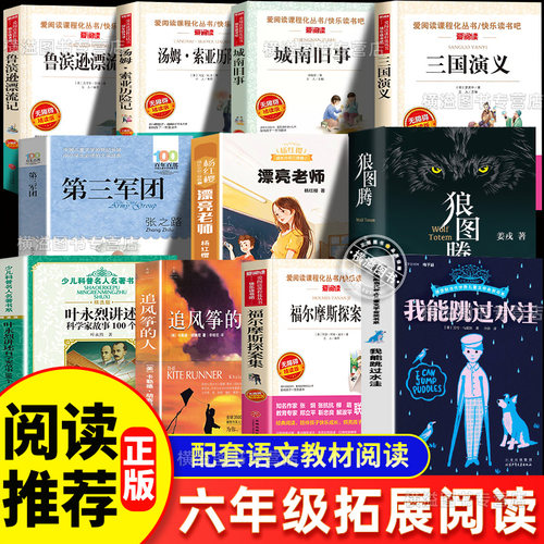 全套11册六年级上册狼图腾漂亮老师和坏小子鲁滨逊漂流记三国演义我能跳过水洼第三军团追风筝的人叶永烈讲述科学家故事100个6上