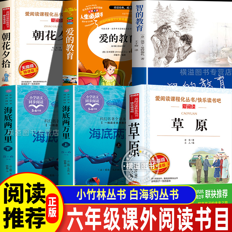 小竹林丛书六年级课外阅读全套6册 成就未来25秋老舍散文选集草原老舍著海底两万里上下册白海豹丛书爱的教育智的教育朝花夕拾