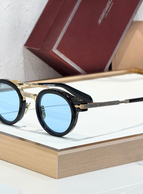 跨境优选JMM DELAGE 100%β钛合金圆框双梁飞行员太阳镜墨镜男女