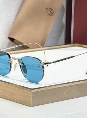 JMM FAIRBANK β钛金属丝状镜腿无框圆形太阳镜男女优雅时髦墨镜