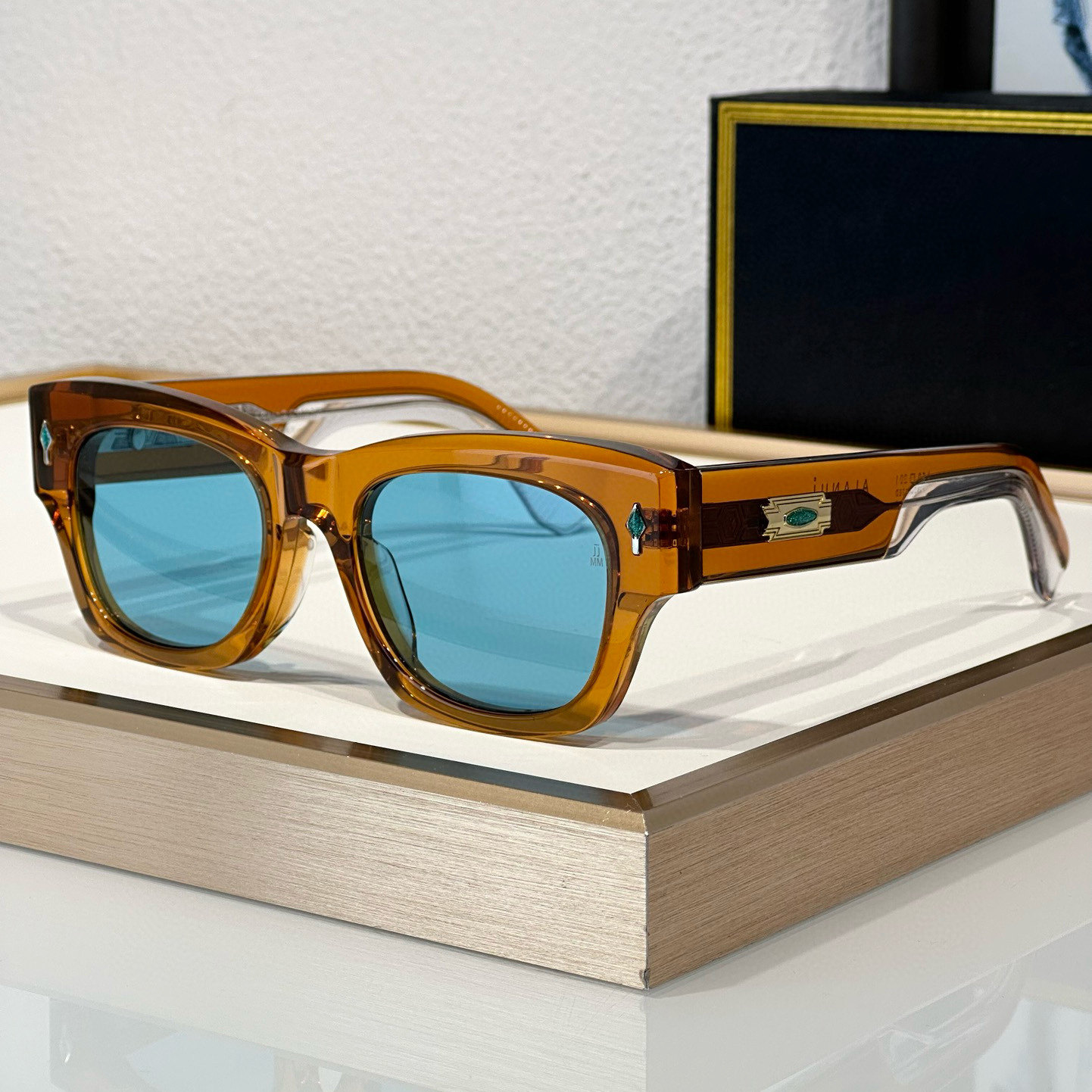 JMM ALANUI ZUMA绿松石金属装饰方框太阳镜男复古防紫外线墨镜