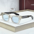 Transparent Frame Tortoise Shell Temples Light Blue Mirror
