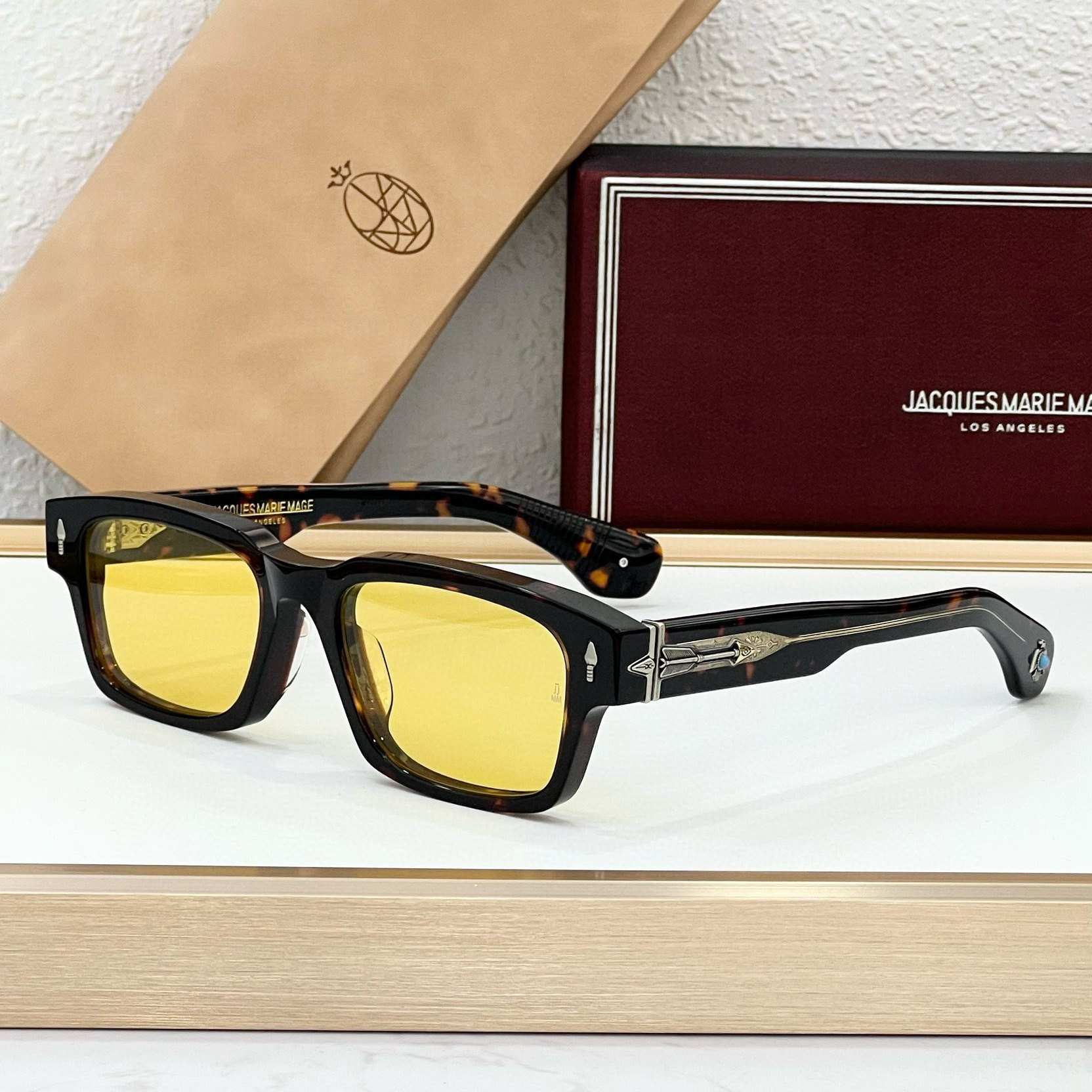 日本手工JMM KIRWIN绿松石暗金雷鸟黄铜箭头方形太阳镜男女墨镜