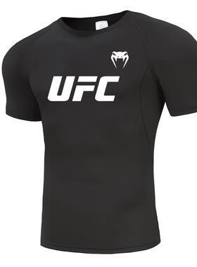 ufcT恤跑步健身速干紧身衣拳击散打搏击泰拳训练服健身衣男女短袖