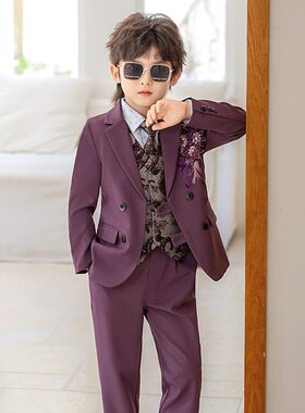 男孩十岁生日宴服装礼服演讲服装男童西装套装复古港风儿童演出服