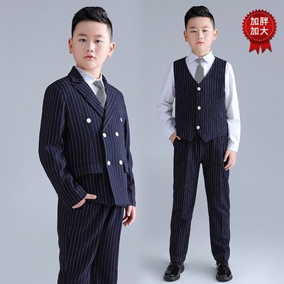 胖童儿童主持人小礼服演讲服装大童西装套装青少年男孩钢琴演出服