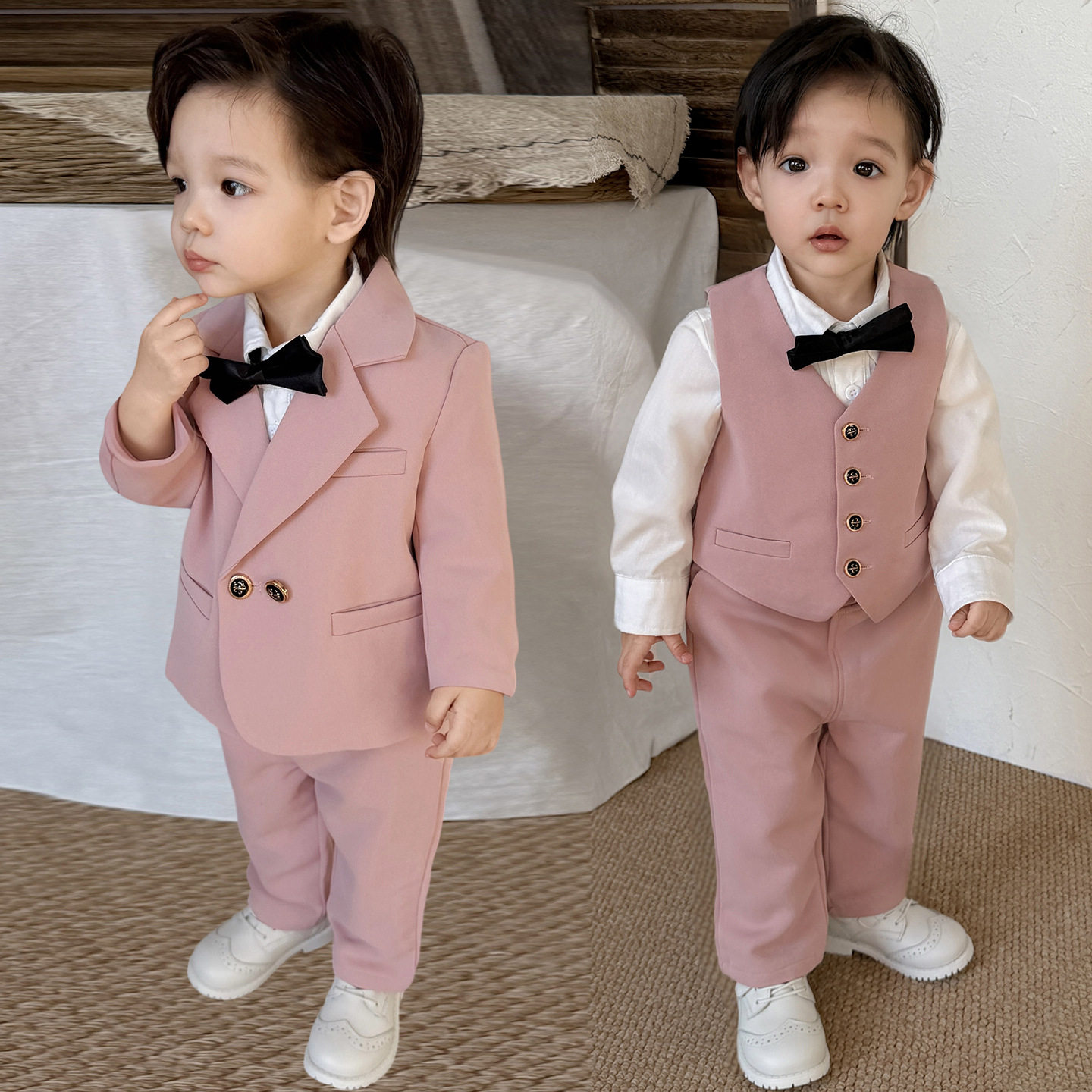 男宝宝一周岁宴礼服西装小花童婚礼伴郎西服幼儿园毕业照服装男童