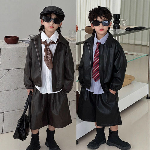 小男孩炸街痞帅皮衣外套2026新款儿童超好看秋款上衣男童春装酷帅
