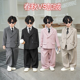 男童潮帅气时髦西装套装主持人服装儿童生日西服花童小男孩礼服