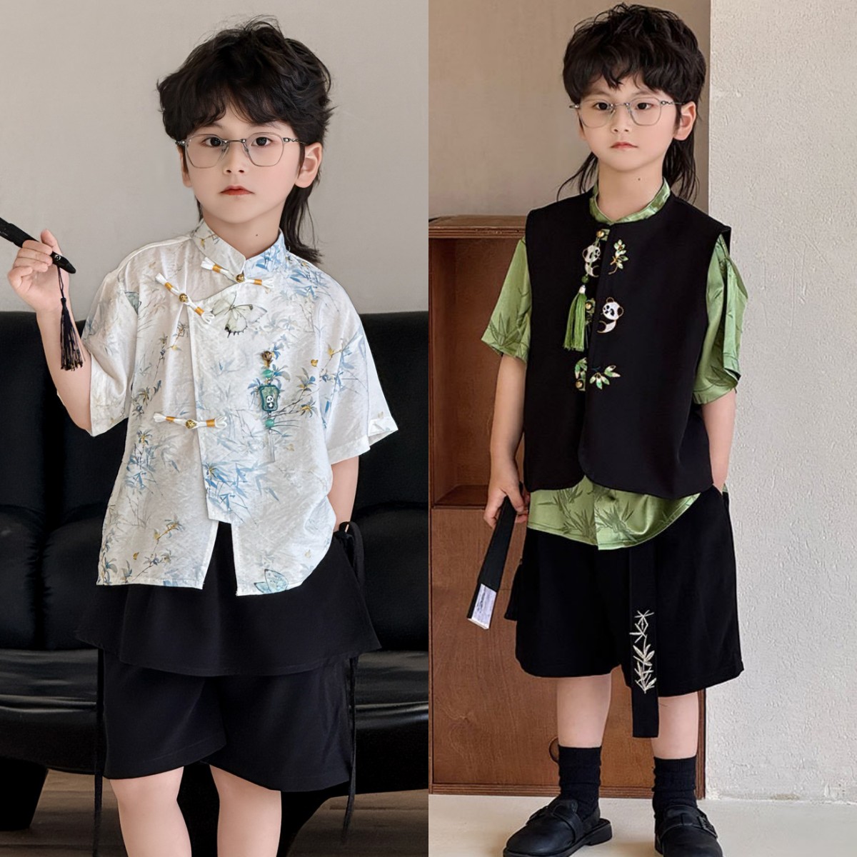 儿童小主持人礼服套装新中式国风毕业西服男童西装男孩演出服男生