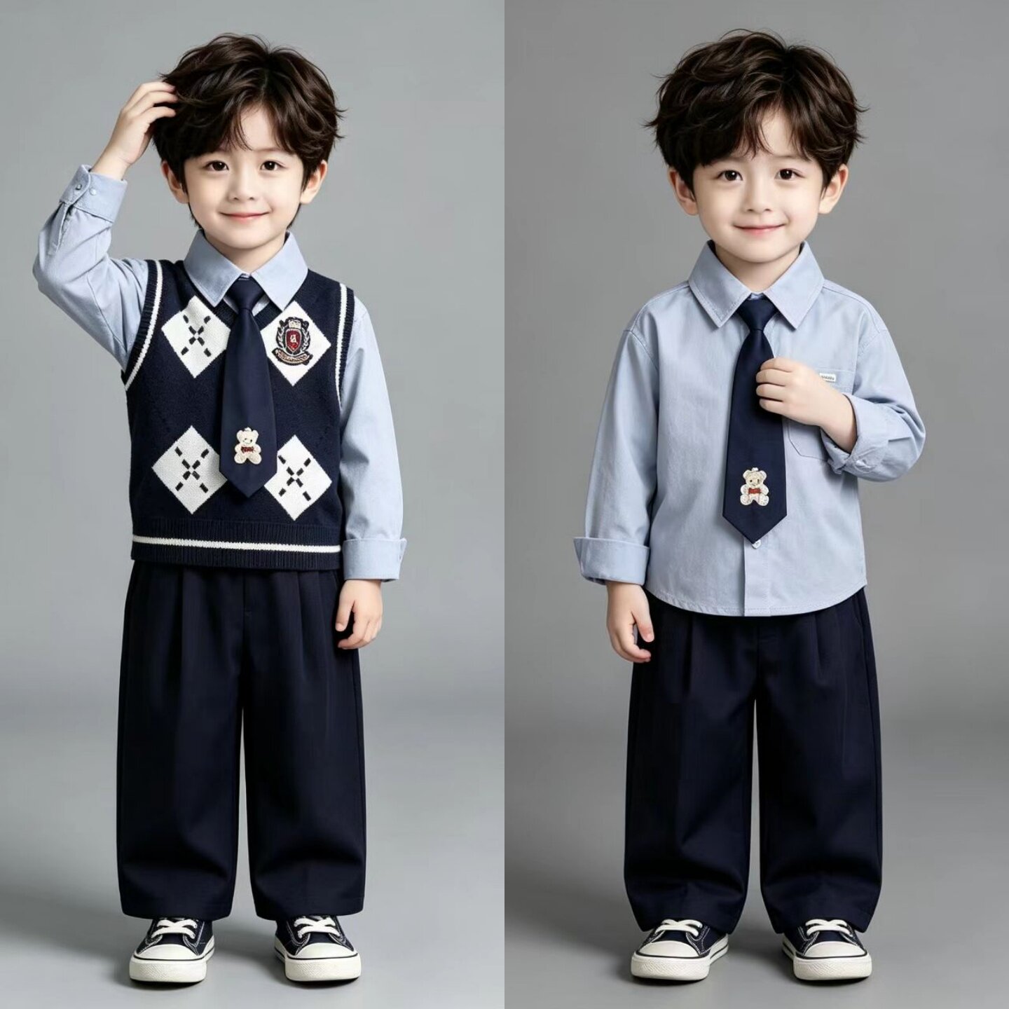 儿童韩范男宝宝生日宴礼服一周岁男孩衣服小少爷洋气穿搭男童秋装图片