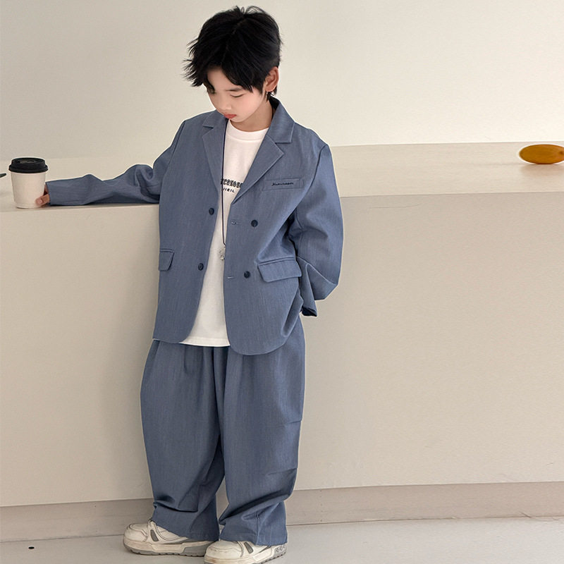 男童休闲西装套装帅气英伦男孩小西服儿童十岁生日礼服高级感春秋