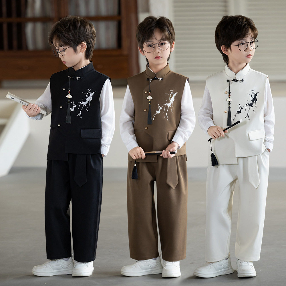 男童花童婚礼服装礼服男孩10岁生日衣服儿童中山装西装主持人西服