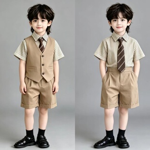 六一儿童节主持人服装男生高级感礼服幼儿园毕业短袖西装套装夏季
