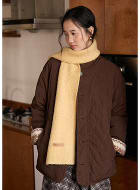 BLUEerror 圈圈全羊毛亲肤保暖长条围巾女氛围感搭配冬季棕色护颈