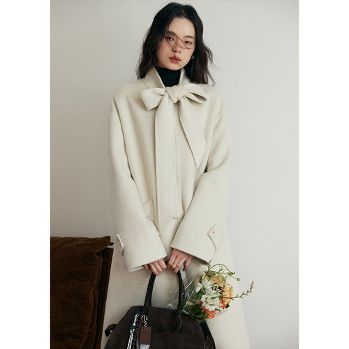 全羊毛蝴蝶结围巾双面呢