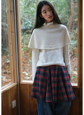 【01/04 00:00新品】披肩式两件新年红色套头毛衣女慵懒针织衫冬