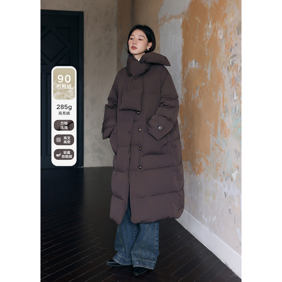 BLUEerror白色加厚长款羽绒服