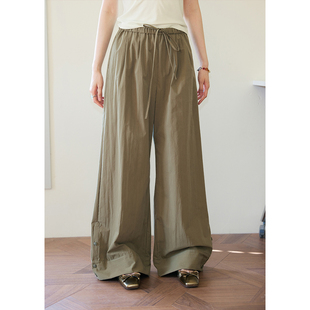 空气感宽边脚口抽绳阔腿裤 长裤 女休闲裤 子夏季 慵懒裤 BLUEerror