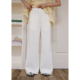 BLUEerror 子 夏裤 莱赛尔毛边白色直筒牛仔裤 女宽松慵懒拖地长裤