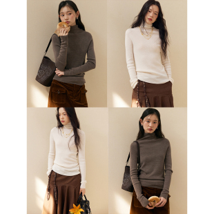 全羊毛高领针织打底衫 修身 女保暖显瘦毛衣秋冬 可机洗 BLUEerror