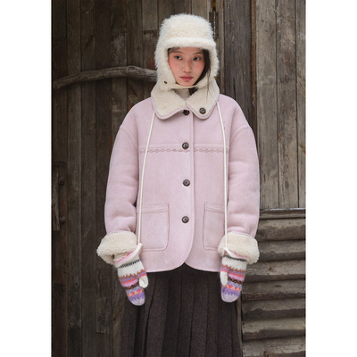 两面穿皮毛一体短款皮草